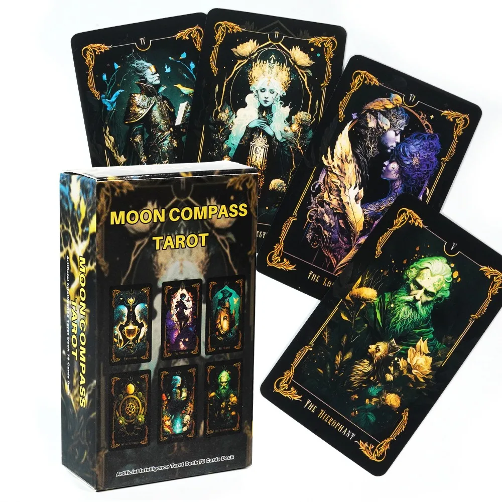 Kartu Tarot Deck Artificial Intelligence Tarot Moon kompas Tarot 78 kartu Tarot berdasarkan Ride Waite 10.3*6 Cm