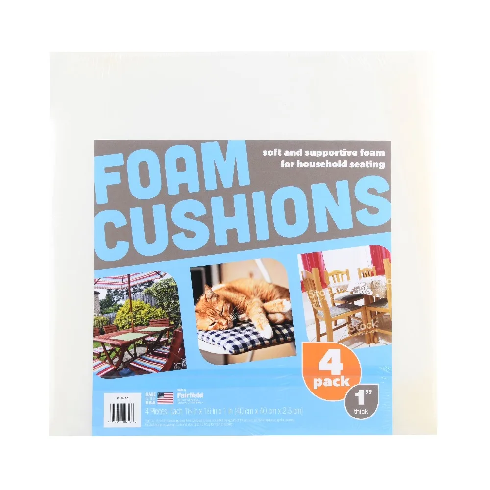 Extra Soft & Durable Polyurethane Foam Padding Pad - 16x16x1 Inch, 4-Pack - for Seat Cushions, Bedding, Mattress Topper, Pet Beds, DIY Crafts