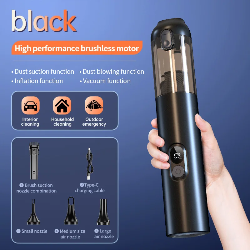 Wireless Portable Handheld Vacuum Cleaner Digital Screen Display Blowing，Pumping，Suction，Inflatable 4 in 1 Car Vacuum Cleaner