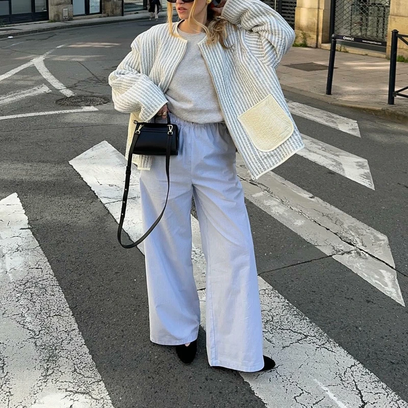 Women Spring and Autumn Jacket Round Neck Long Sleeve Zip Front Aesthetic Floral/Platform Print Jacket Down Jacket Warm Clothing