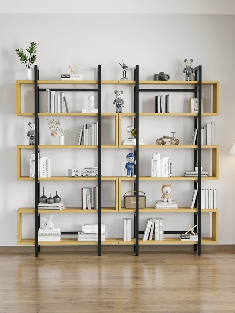 Bookshelf, Floor to Floor Storage Shelf, Simple Steel and Wood Shelf,  Household Multi story Bookcase, Iron Storage Shelf