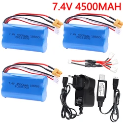 Akumulator litowo-jonowy do Huina 580 550 582 1580 1583 części zamienne do dronów do samochodów Henglong RC 18650 bateria do zabawek 7.4V 4500mah XT30