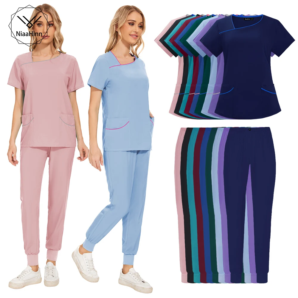 Niaahinn Medical Clothing for Women Nursing Uniform Scrubs Suit Beauty Salon Work Wear Dentist Scrub Clinic Veterinary Uniforms