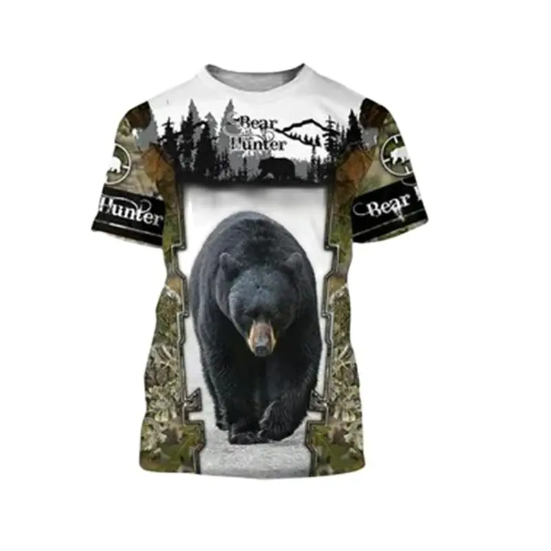 

Camo Animal Casual Holiday Summer Popular Fun Harajuku Printed Men's And Women's Fashion Hip Hop Short Sleeve Round Neck T-shirt