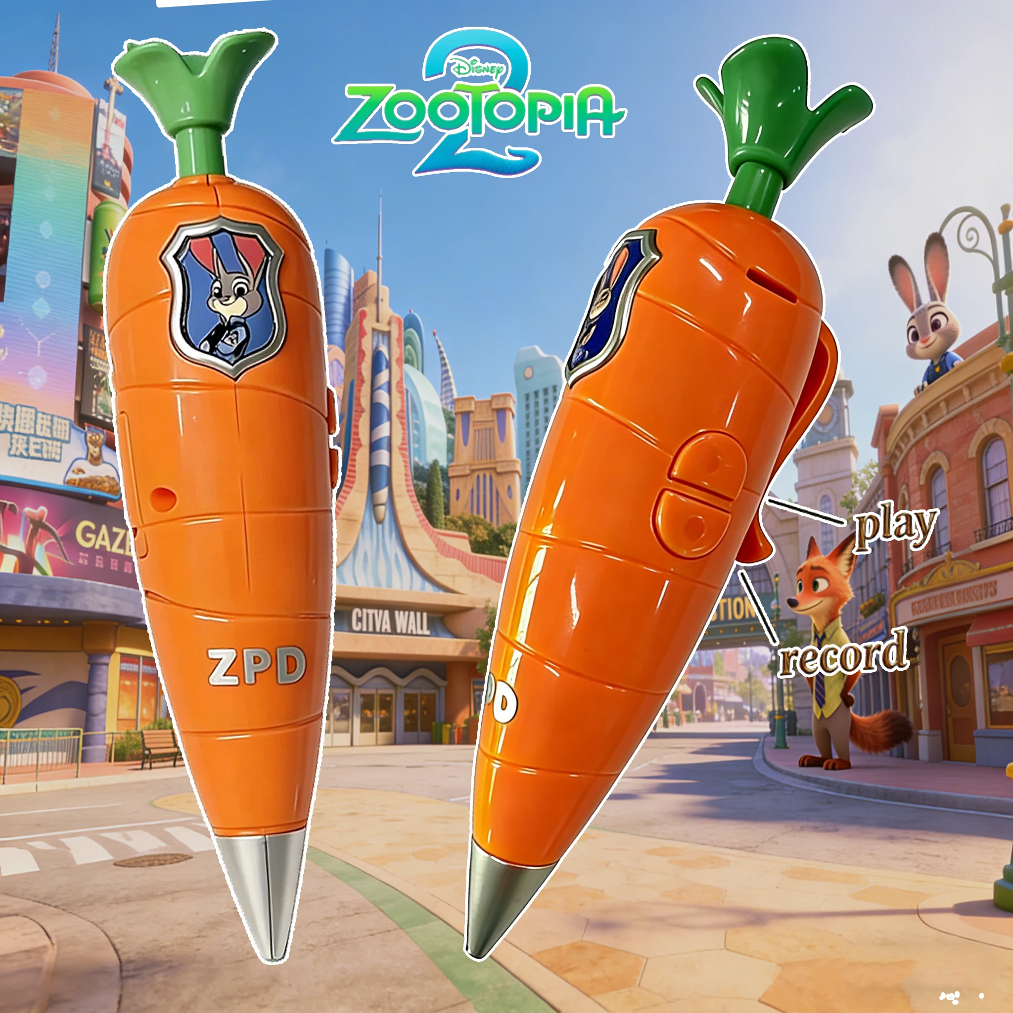 

Популярная ручка-диктофон «Морковка» из «Зоотопии 2», реквизит для косплея Джуди и Ника, детские канцелярские принадлежности | Мини-запись 60-х годов | Гелевая ручка 2-в-1