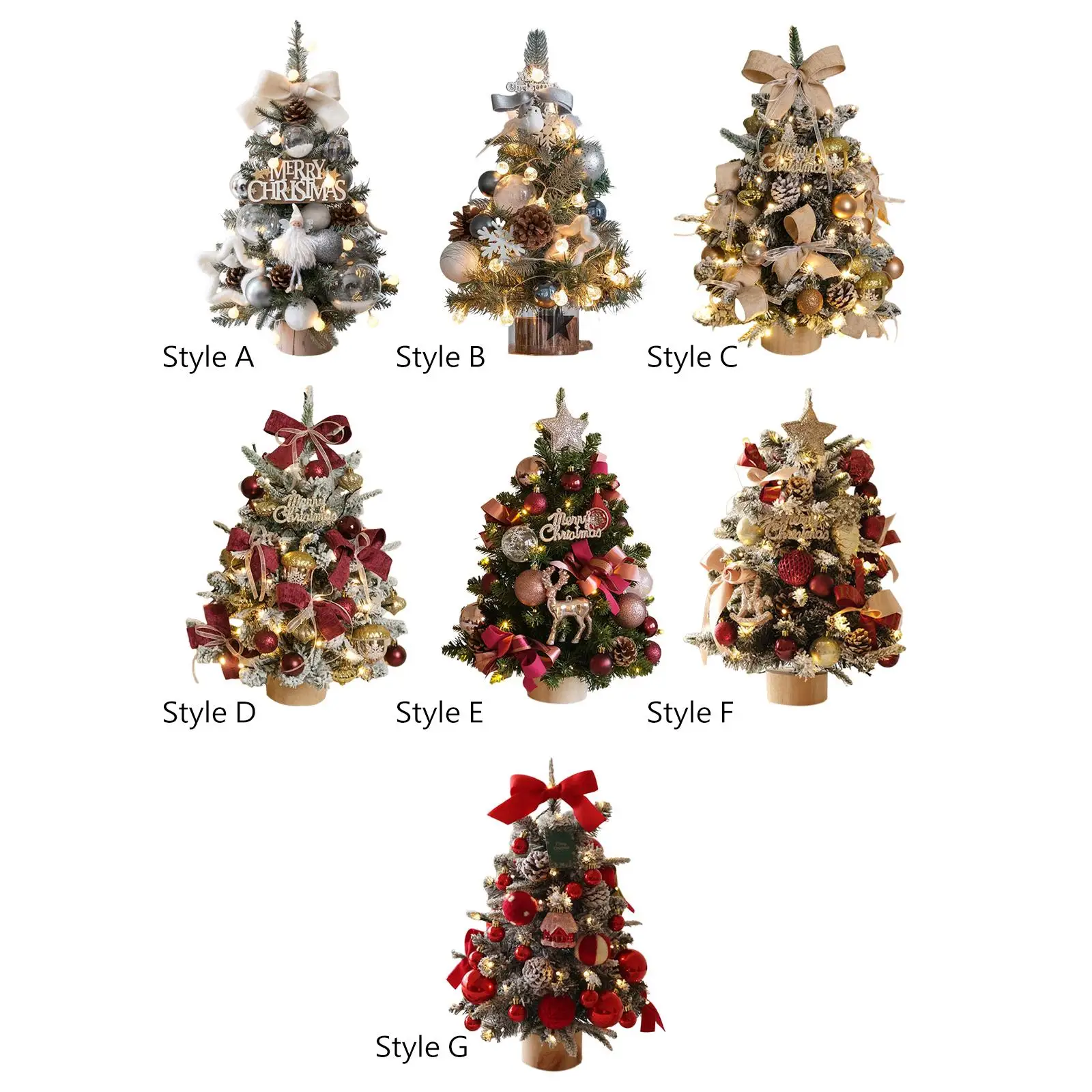 

Desktop Mini Christmas Tree Christmas Ornament Crafts Warm Light Decor for Party Supplies Festival Bedroom Desktop Fireplace