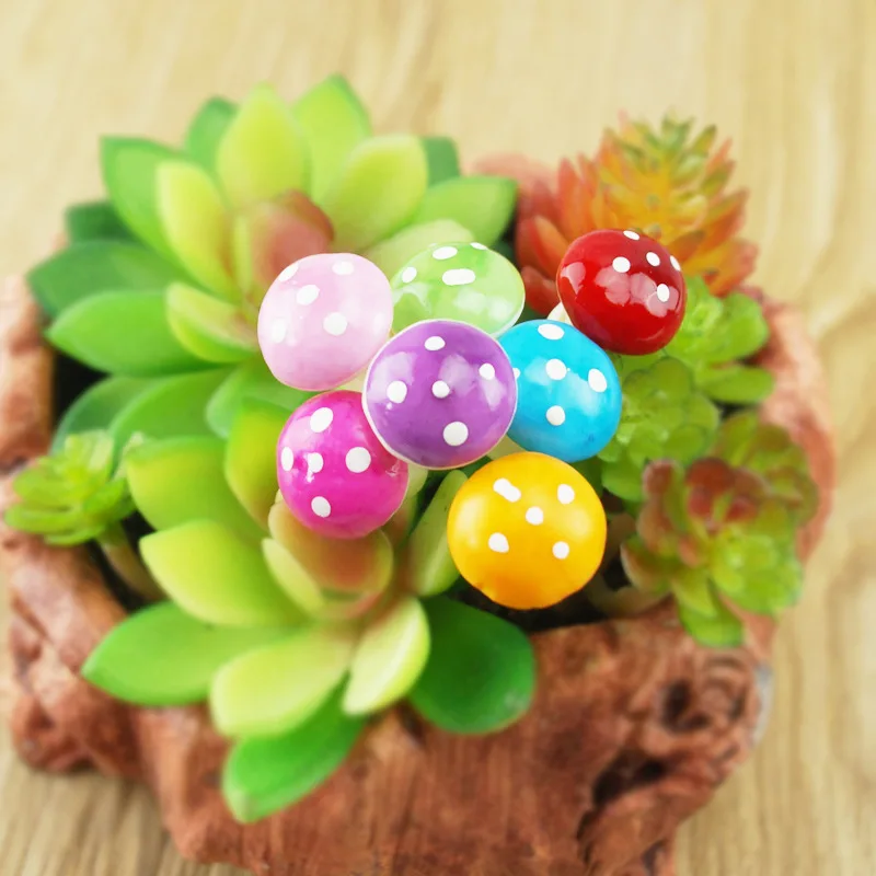50PCS Miniatures Artificial Foam Mushroom Garden Fairy Bonsai Plant Pot Mini Mushroom Resin Craft Decor for DIY Micro Decoration