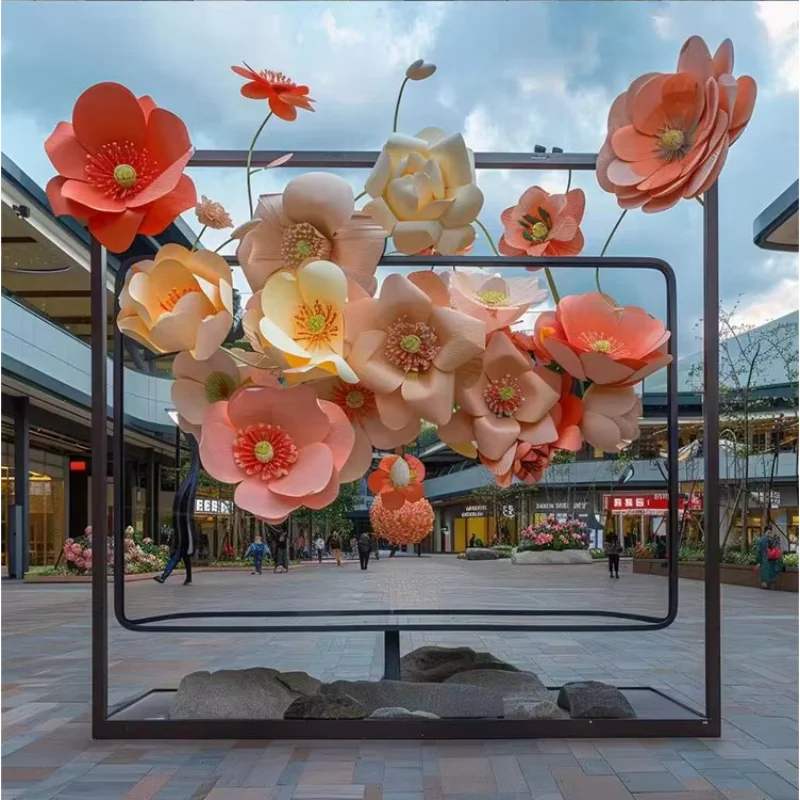 Floral landscaping framed ornaments for indoor and outdoor use as entertainment equipment