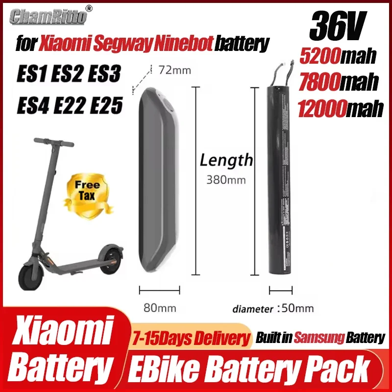 36V Original 5200mAh 7800mah12800mah  Capacity Xiaomi Scooter ES1 ES2 ES3 ES4 E22 E25 Electric Scooter Internal 36V Battery Pack