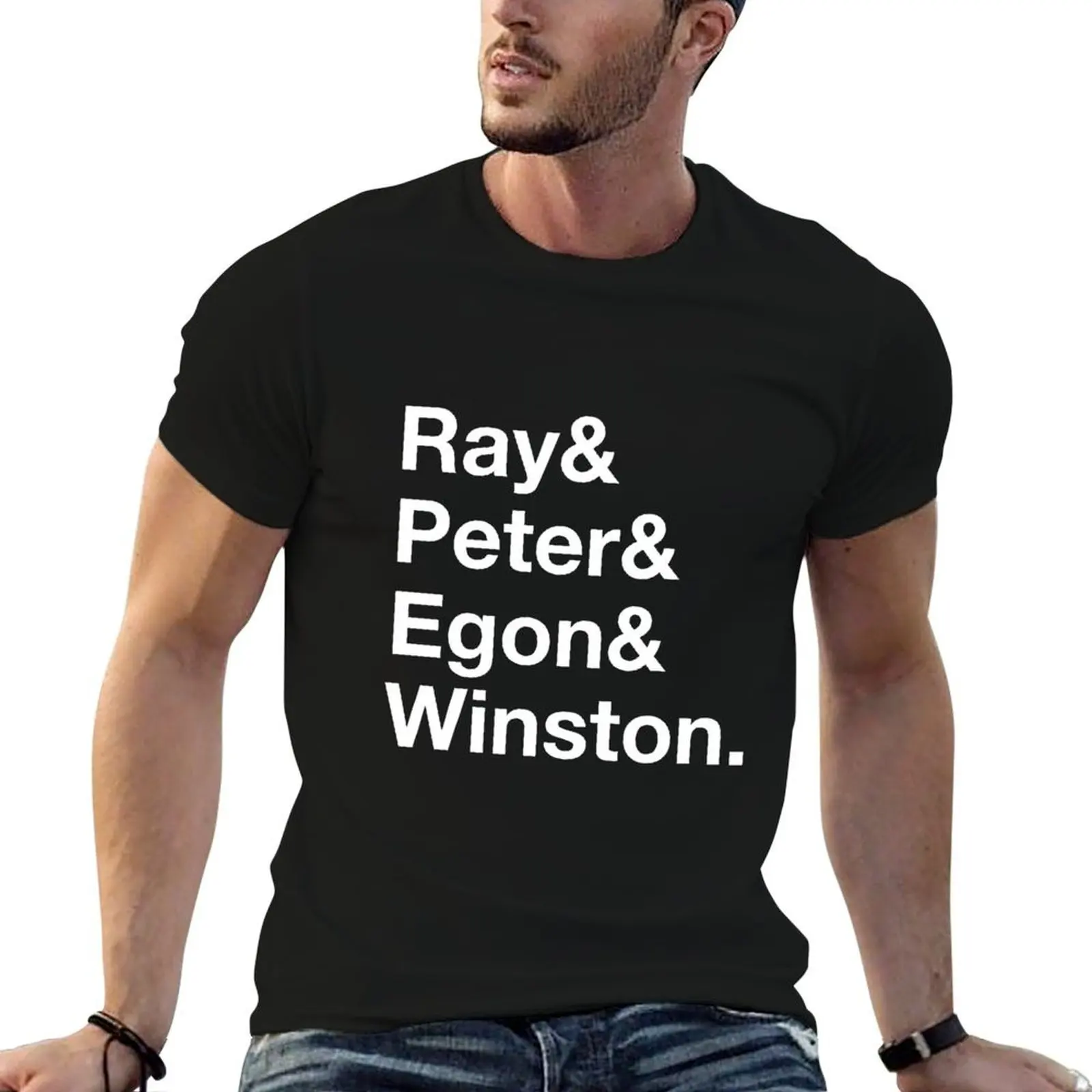 

Ray & Peter & Egon & Winston. Ghostbusters. White. T-Shirt men t shirt cotton 100% t shirts with prints T-Shirt