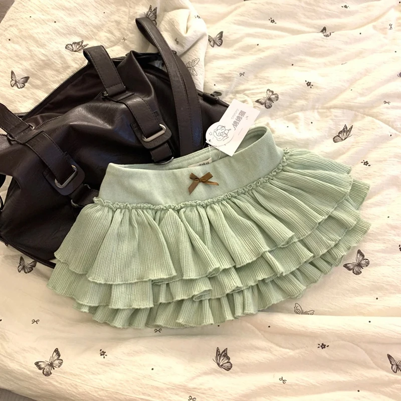 

Kawaii Bow Mini Skirt Women Japanese Cutecore Ruffles Patchwork Ball Gown Skirts Summer Y2K Harajuku Fashion A Line Faldas New