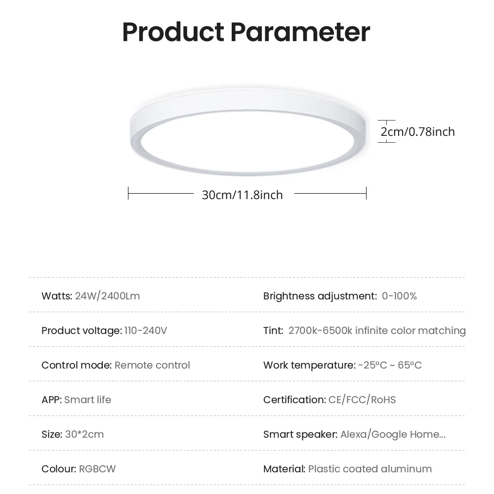 AVATTO Tuya Smart WIFI LED plafoniera rotonda RGBCW soggiorno lampada a sospensione dimmerabile ambientale funziona con Alexa,Google Home,Alice