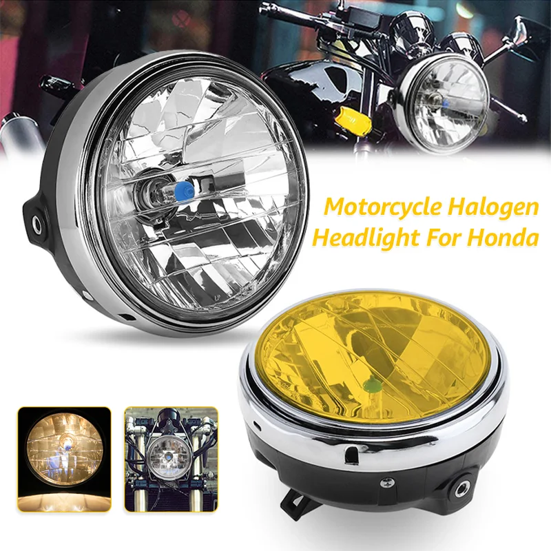 オートバイラウンドヘッドライト-12v-ユニバーサルハロゲンライト-8-インチランプ修正ホンダ-cb400-vtec-900-cb1300-ホーネット-vtr250