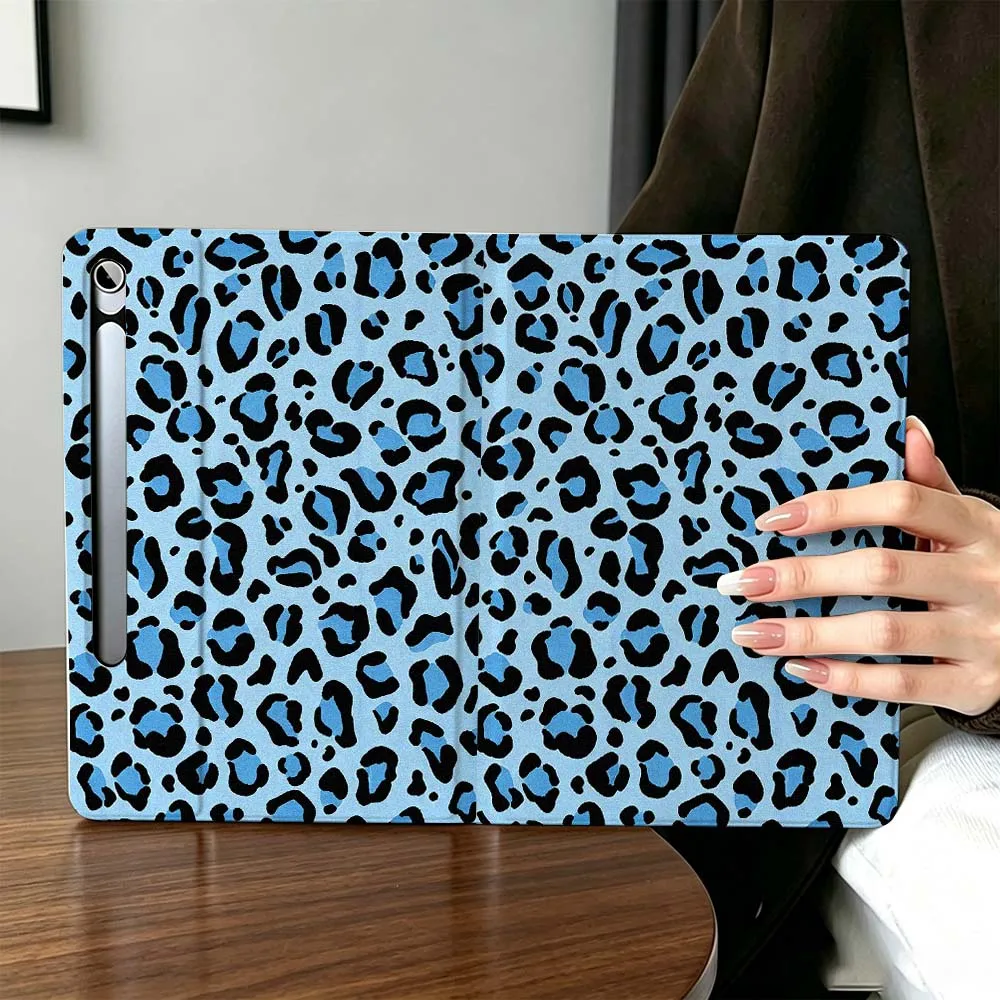 Luxury Leopard Print For Samsung Galaxy Tab A7 A8 A9 A11 S6 S7 S8 S9 S10 S11 FE Plus Folding Automatic Sleep/Make Tablet Case
