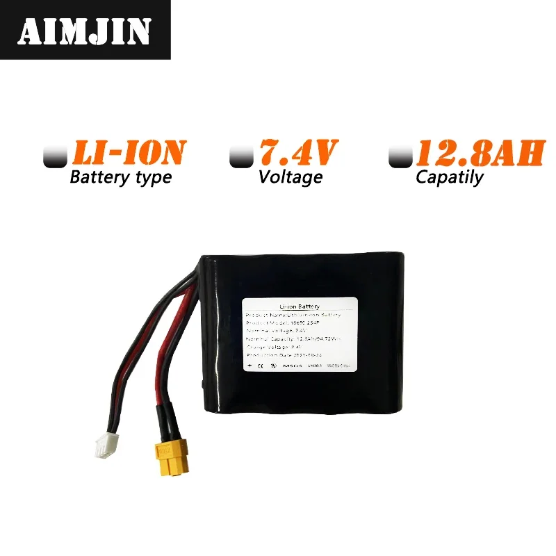 2S4P 7.4V 12800mAh 8.4V High Capacity UAV Rechargeable Li-ion Battery for Various RC Airplane Drone Quadrotor XH2.54-3P XT6