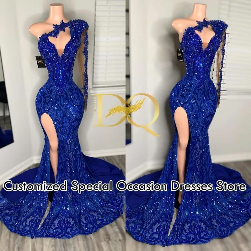 

Вечерние платья для девушек с темной кожей, фасон «русалка», с разрезом, пайетками, бисерной аппликацией, длинные, для вечеринок, танцев, на заказ