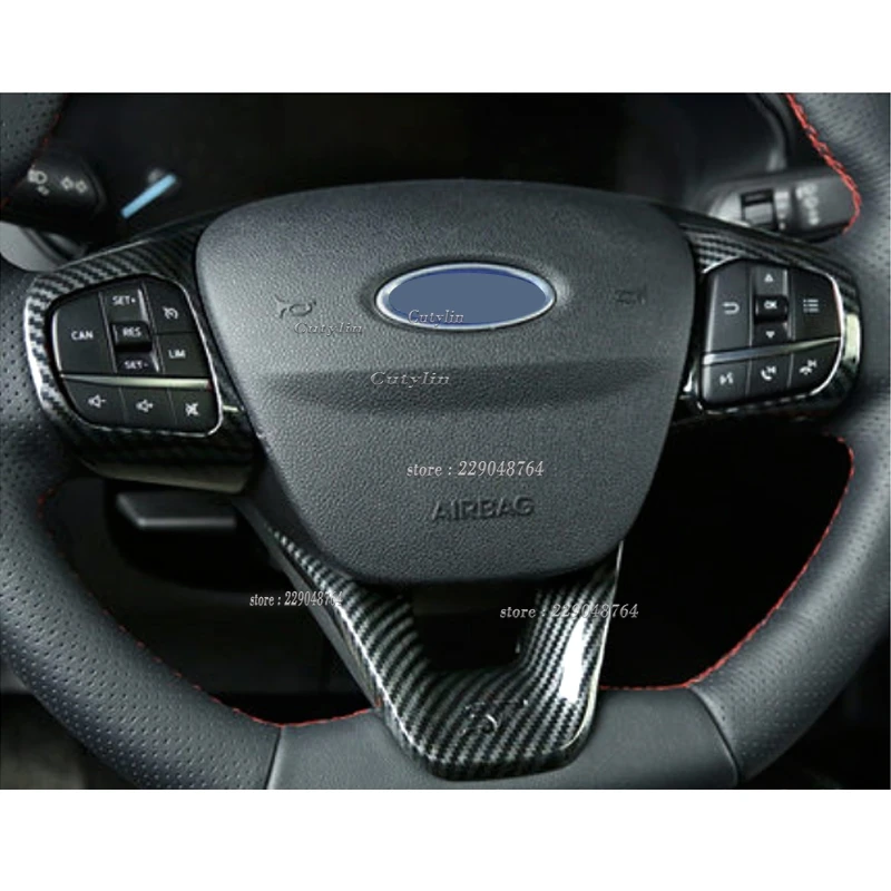For Ford Fiesta MK8 2017 2018 Focus MK4 ST 2019 2020 Carbon Fiber Steering Wheel Cover Trims Stickers Car Accessories view 2