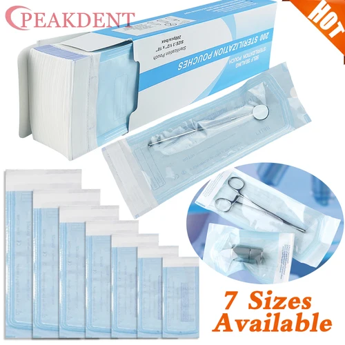 200 unids/bolsa bolsas de esterilización autoselladas bolsas desechables accesorios de tatuaje para decoración de uñas suministros 7 tamaños bolsa de grado médico