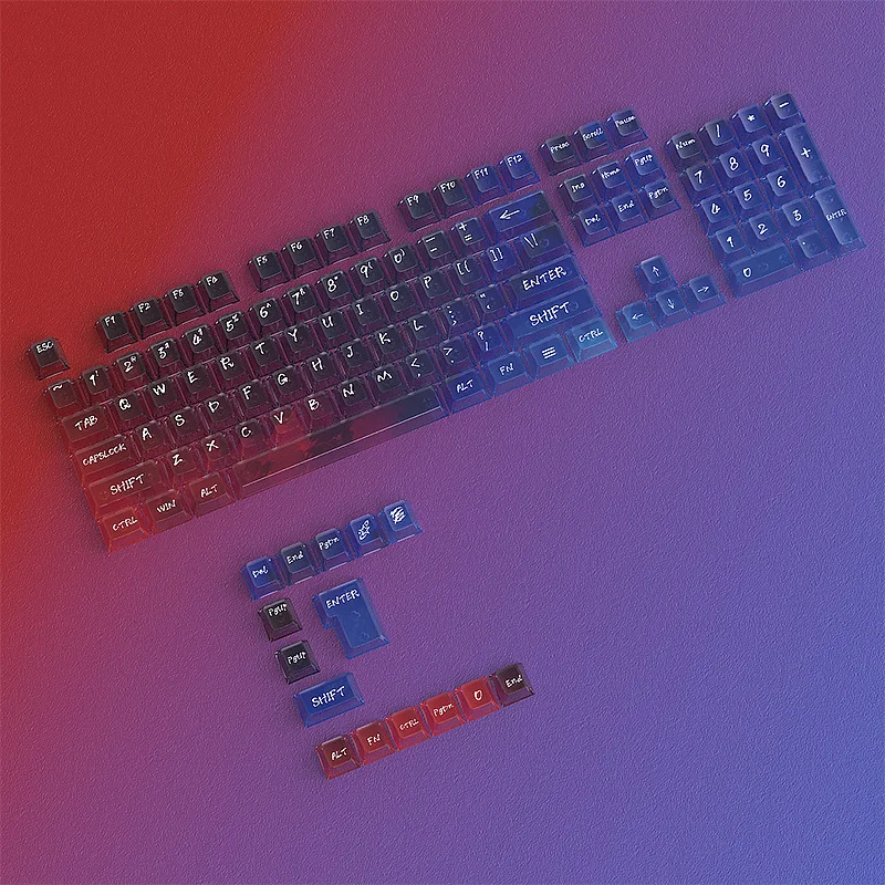Rainbow Iridescent Mist Roland Purple & Jade Green PC Transparent Keycaps 119PCS Mini Full Set OEM Profile
