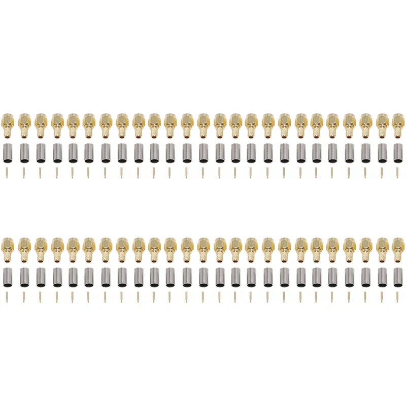 

ABSS-100Pcs SMA Male Plug RF Coaxial Connector Crimp For RG58 RG142 RG400 LMR195 RG223