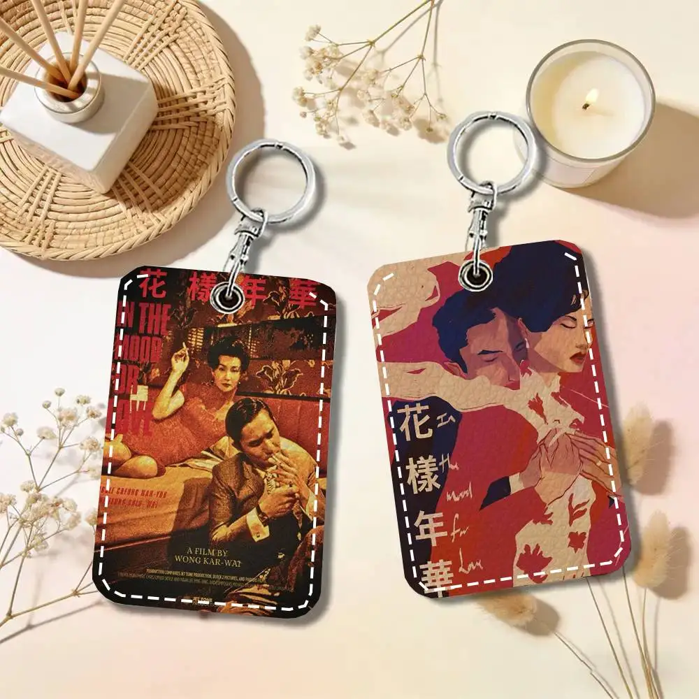In The Mood For Love Love Love Movie Card Case Keychain Access Card Bag Key Tag Ring Leather Card Holder Key Ring Access