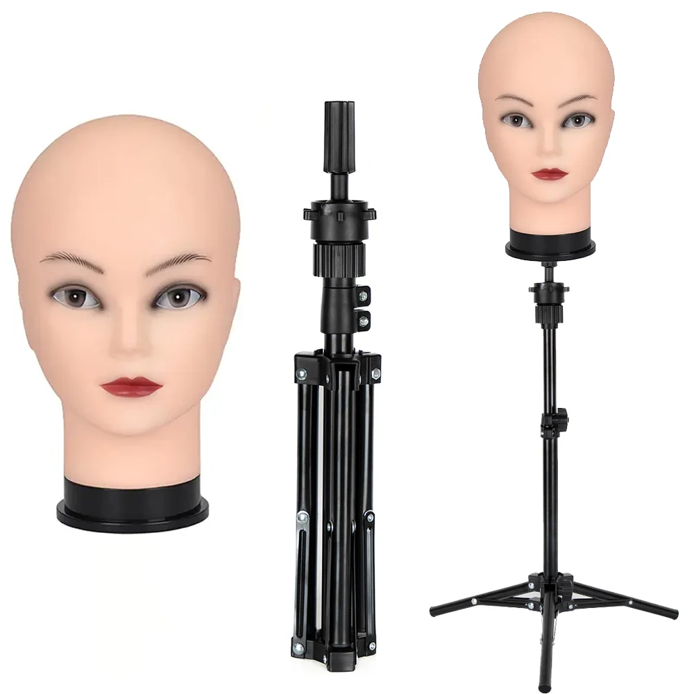 

Bald Mannequin Head Wig Head Training Head Professional Cosmetology for Wig Making with Clamp Stand