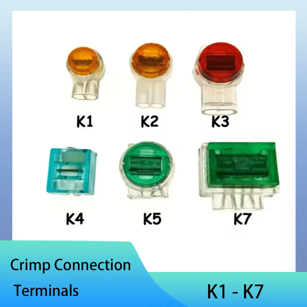 20-100Pcs Rj45 Crimp Connection Terminals K1 K2 K3 K5 K7 Connector Waterproof Wiring Ethernet Cable Telephone Cord Terminals