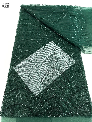 Imagen 1 del producto Telas africanas de encaje con lentejuelas francesas, encaje de tul de alta calidad, Material de vestido bordado con cuentas nigerianas para fiesta y boda, 2025