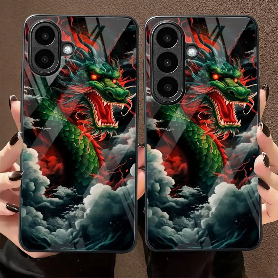 Red Green Dragon Phone Cover Glass Case for Samsung Galaxy A25 A16 A55 A07 A56 A57 A54 A32 A14 A24 A73 A36 A06 A34 A13 A37 A27