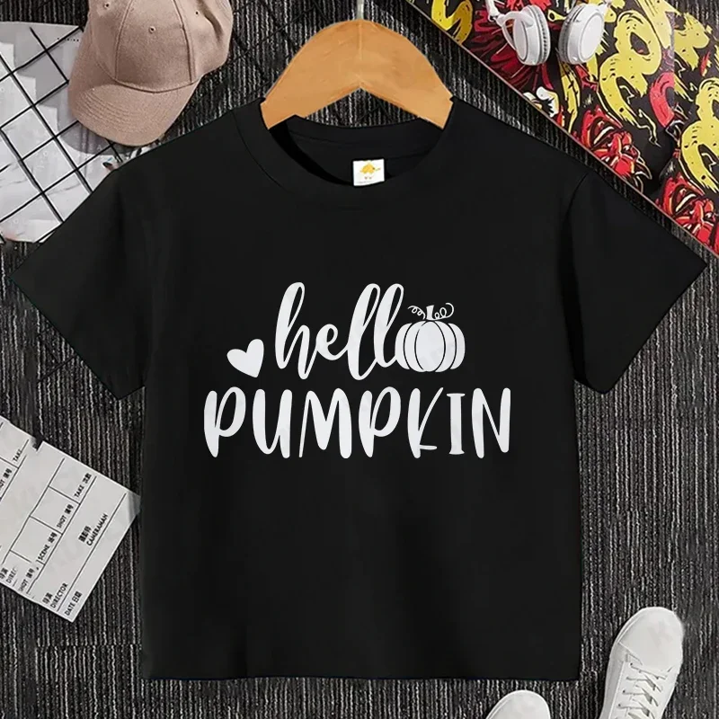 Fashion Halloween Pumpkin Kids T-Shirt Girls Boys Clothing Short Sleeve Y2k Tops Halloween Party Children's Comfortable Tees