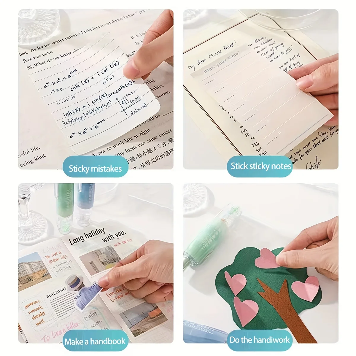 Cinta adhesiva de puntos para niñas, rodillo adhesivo de doble cara, recargable, DIY, álbum de recortes, Kpop, suministros de papelería escolar