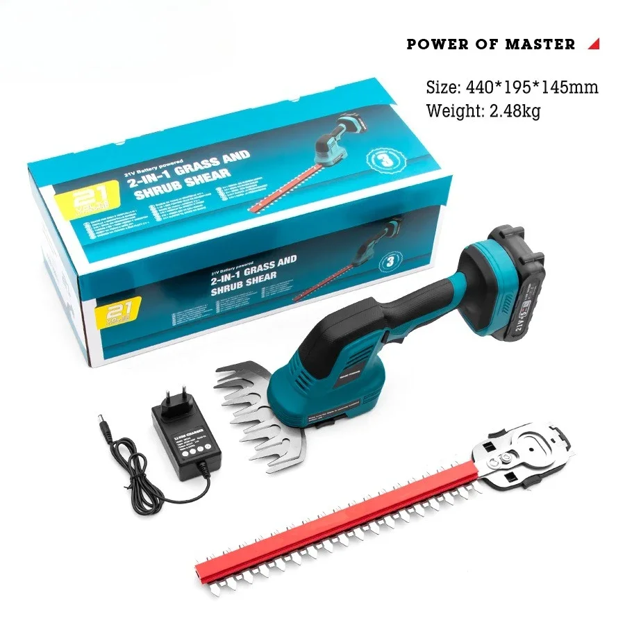 Premium 21V Green Pruning Electric Fence Shears Lawn Mower Wireless Rechargeable Garden Trimmer Single-handed Shears