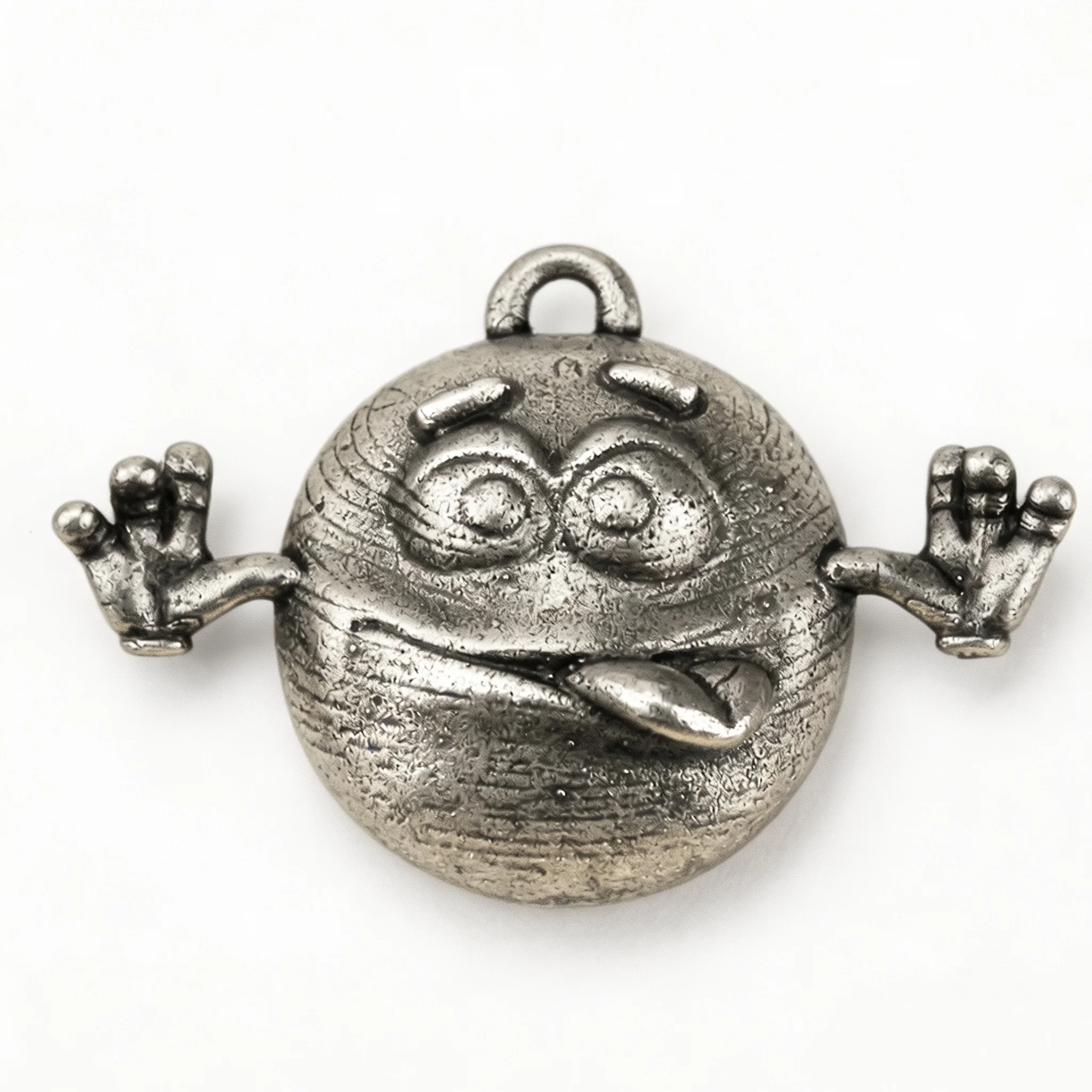 White Copper Metal Cute 3D Emoji Pendant Bag Car Key Chain Hip Hop Trendy Personalized Ornament