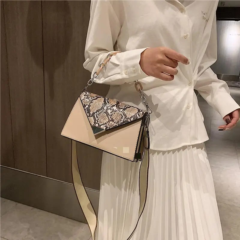 العصرية 2025 المرأة حقيبة ساعي الكورية التباين الألوان الأفعى نمط حقيبة كتف متوسطة متعددة الاستخدامات Crossbody مع فتحة الهاتف #3