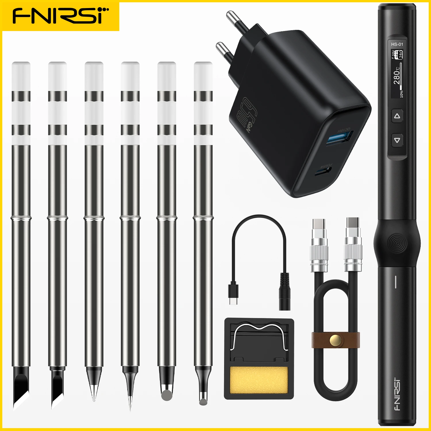 

FNIRSI HS-01 Smart Electric Soldering Iron Adjustable Constant Temperature Portable Digital Soldering Station Welding