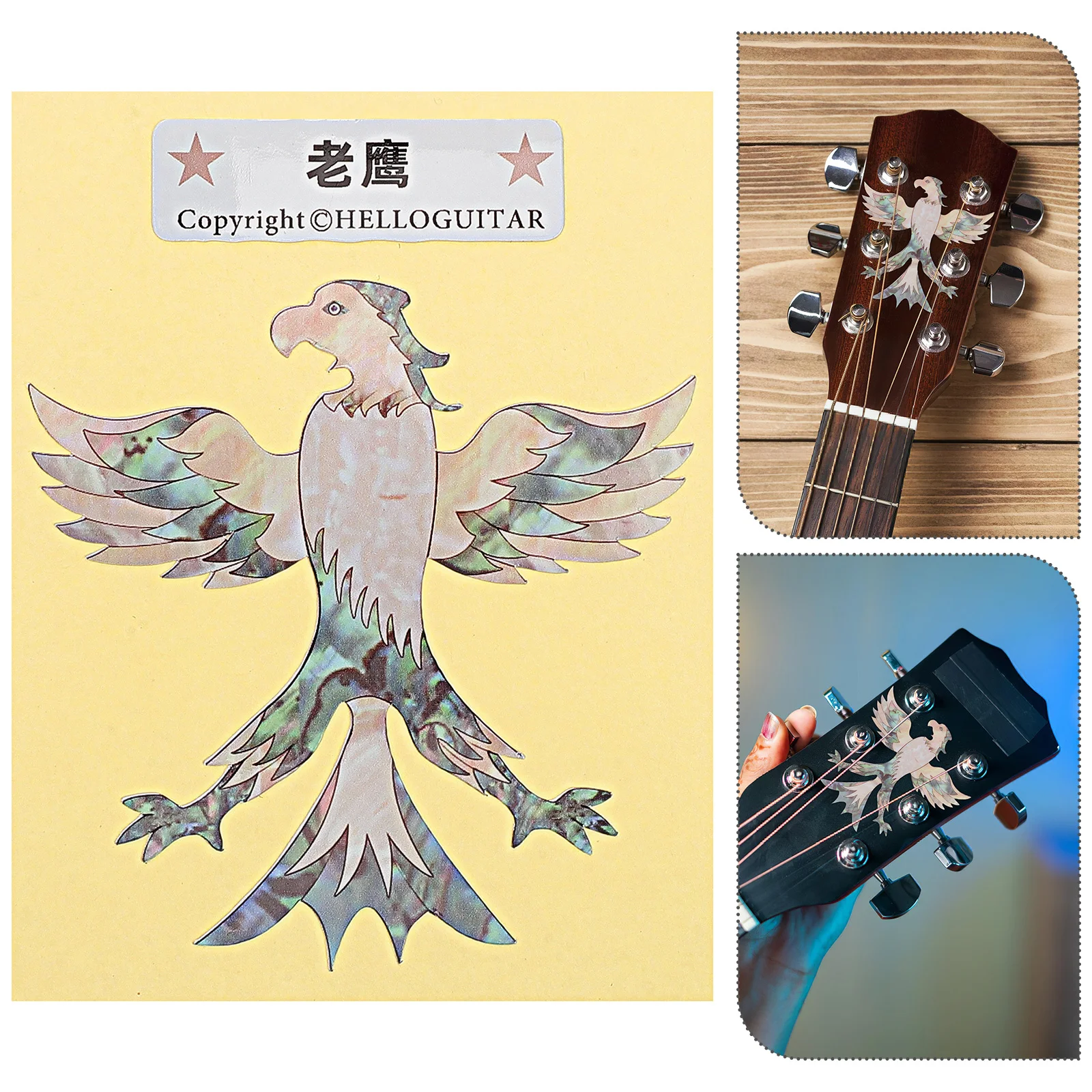 

DIY Guitar Headstock Sticker Pack with Animal Eagle Design PVC Waterproof Decals for Electric Guitar Panel Fret Inlay Stickers