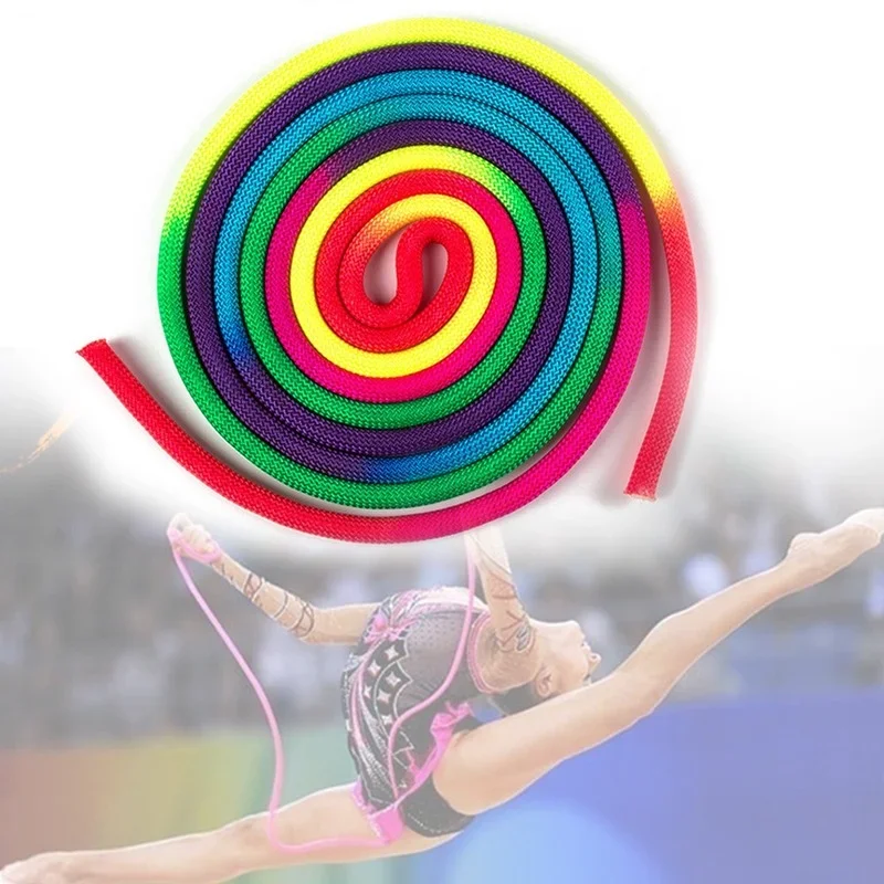 Wear-resistant Yoga Competition Jump Rope Training Exercise Fitness Indoor Outdoor Artistic Gymnastics Rainbow Colour for Sports