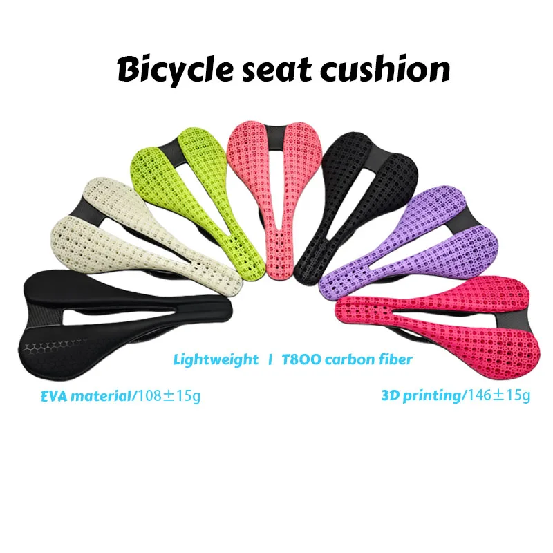 

3D Printed Carbon Bike Saddle 140mm Lightweight EVA Cushion Seat for Triathlon Road MTB Gravel Cycling 7x9mm
