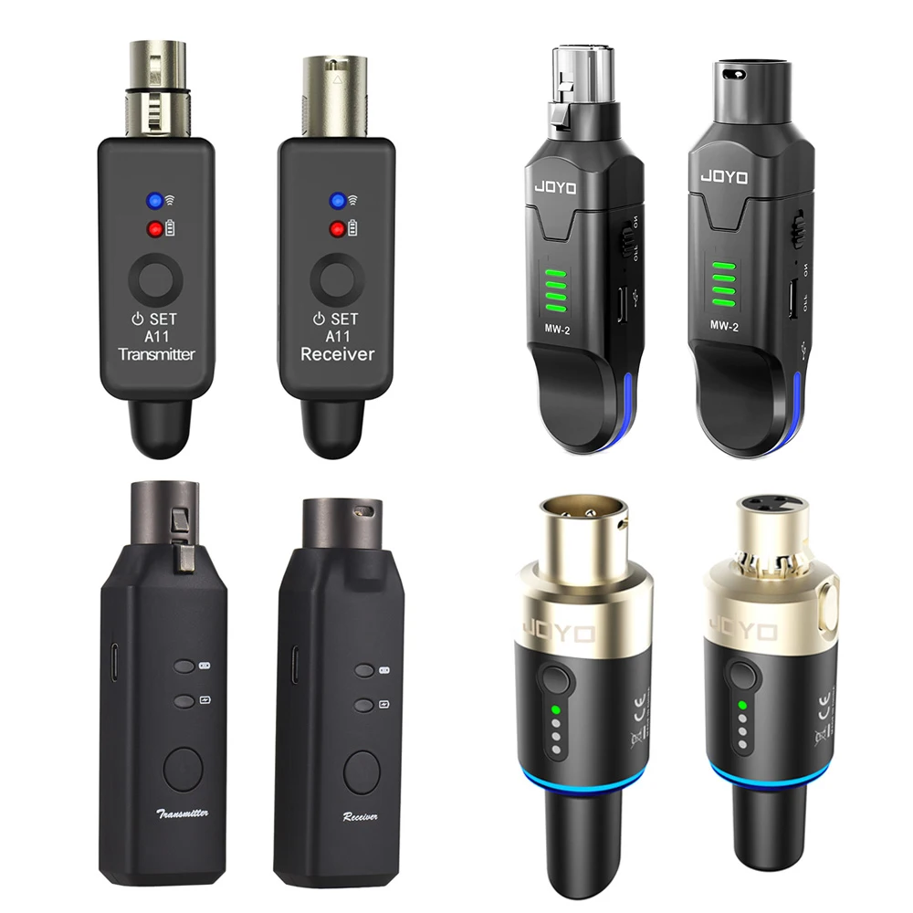 

2.4GHz/5.8GHz Wireless Microphone System Wireless Transmitter Receiver Plug On XLR Mic Converter for Live Interview/Studio