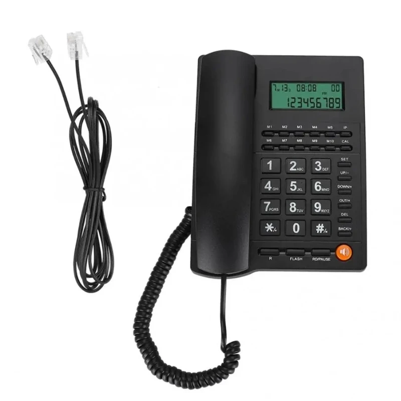 F3ma telefone fixo com fio, botão telefones fixos com identificação chamada, telefone fixo para escritório, recepção