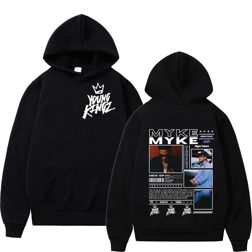 Rapper Myke Towers Graphic Print Hoodie Men Women Hip Hop Fashion Pullover Sweatshirt Retro harajuku Oversized Hooded Streetwear