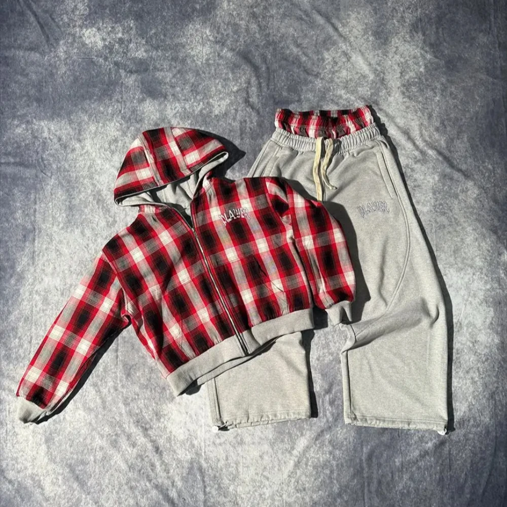 

Унисекс двусторонняя толстовка в клетку, свободная модная куртка-кардиган с буквенным принтом, двусторонняя клетчатая толстовка на молнии с капюшоном для повседневной носки