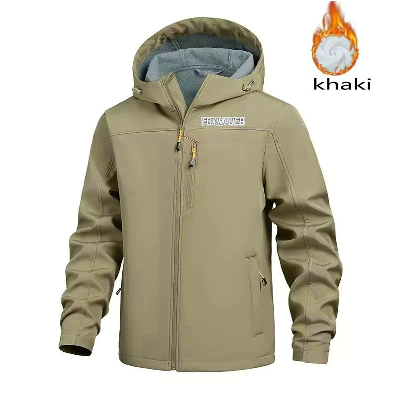 

FOXMAUCB термофлисовая велосипедная куртка мужская водонепроницаемая ветровка с капюшоном на молнии куртка из софтшелла одежда для кемпинга и рыбалки пальто
