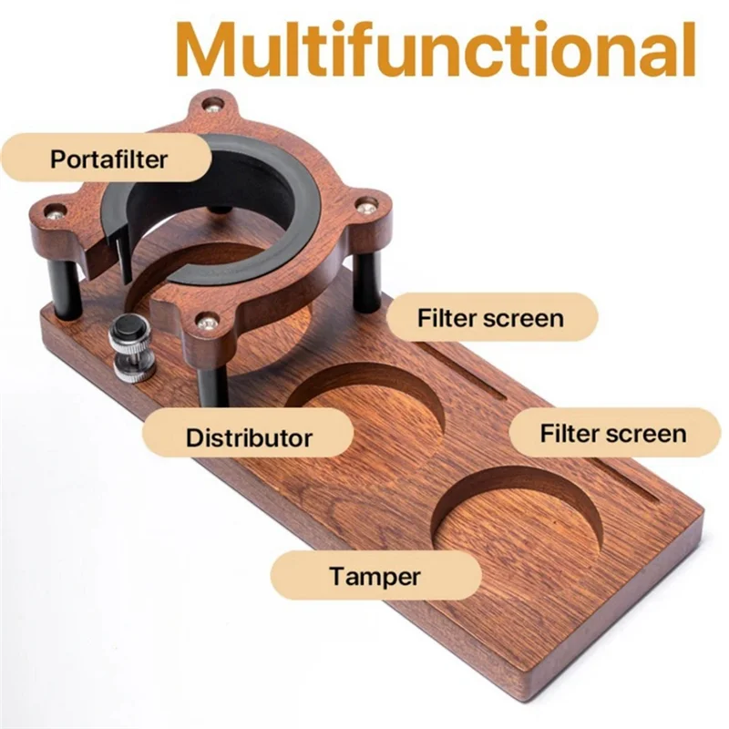 

A21I-Espresso Coffee Tamper 53MM 54MM 58MM, Walnut Wood Storage Rack & Portafilter Holder, Baristaaccessories Stand