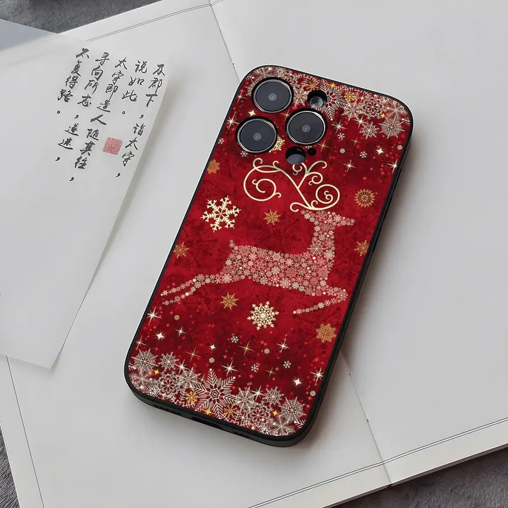 Merry Christmas Deer Tree Lights Phone Case for iphone 16ProMax 15 11 13 14 Pro Xs Max Mini Xr X 7 Plus Shell Coque