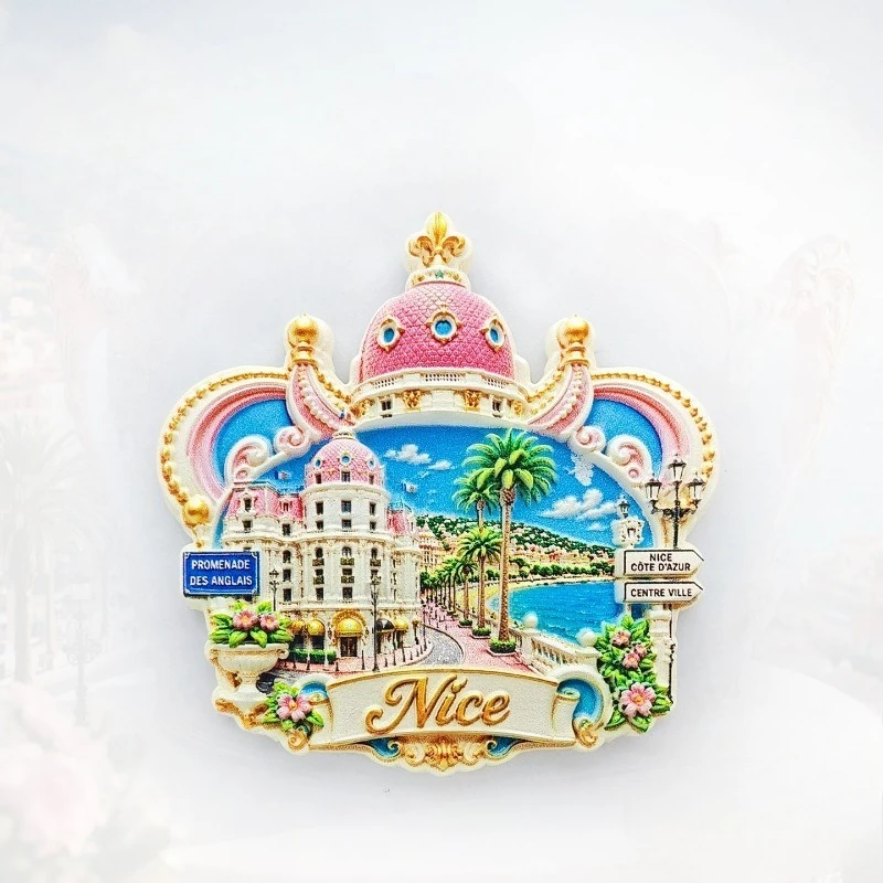 Nice Pink Dome Fridge Magnet - Elegant 3D French Riviera Souvenir Unique Mediterranean Gift for Travel & Coastal Decor