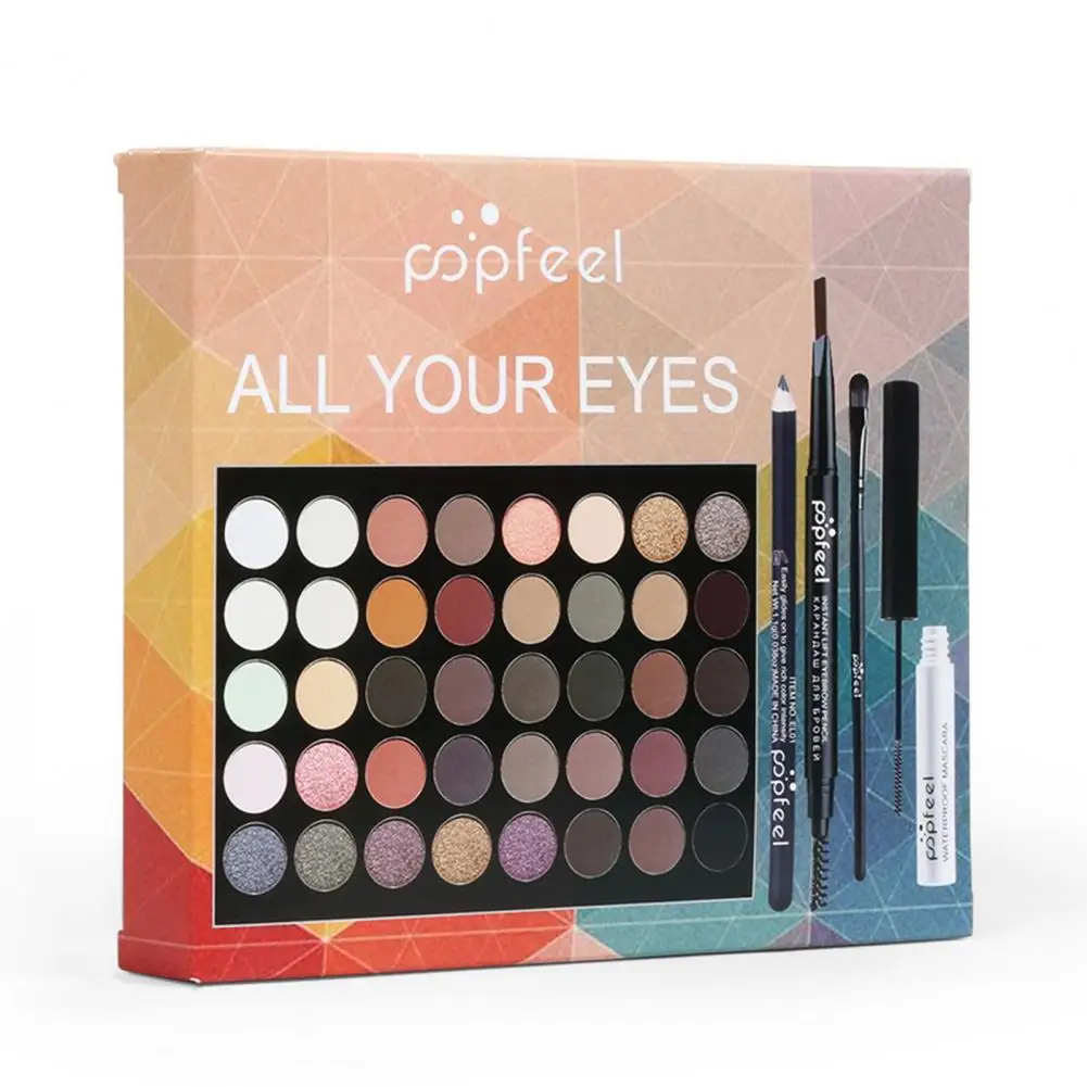 Eyeshadow Makeup Palette Set, pincéis rímel, delineador, lápis de sobrancelha para iniciantes, 40 cores