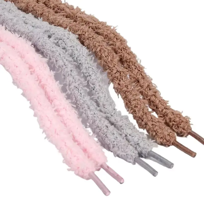 Adjustable Length Fashion Fluffy round Rope Shoelaces 1 Pair Casual Sneaker Shoe Laces for Sneakers Accessory in Multiple Sizes
