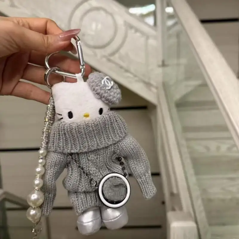 Sanrio Sweater Set Hello Kitty Pluche pop winter Nieuwe Creatieve Verkleedtas Rits accessoires sleutelhanger Mode decoratie cadeau