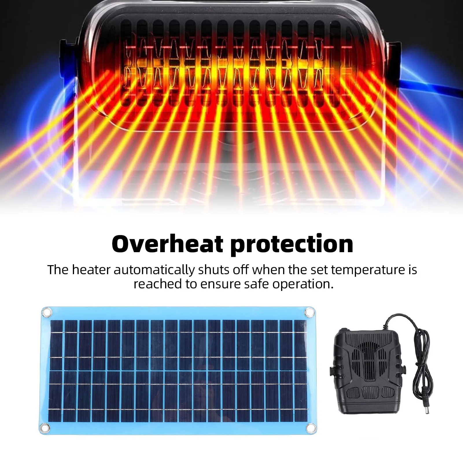 Solar Heater 30W Portable Car Solar Powered Heater with Overheat Protection for Drying Heating Pet House Warm Wind Gear